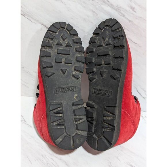 Tretorn Women's Red Suede Lace-Up Almond Toe Ankle Boots Size 8 - Picture 5 of 9